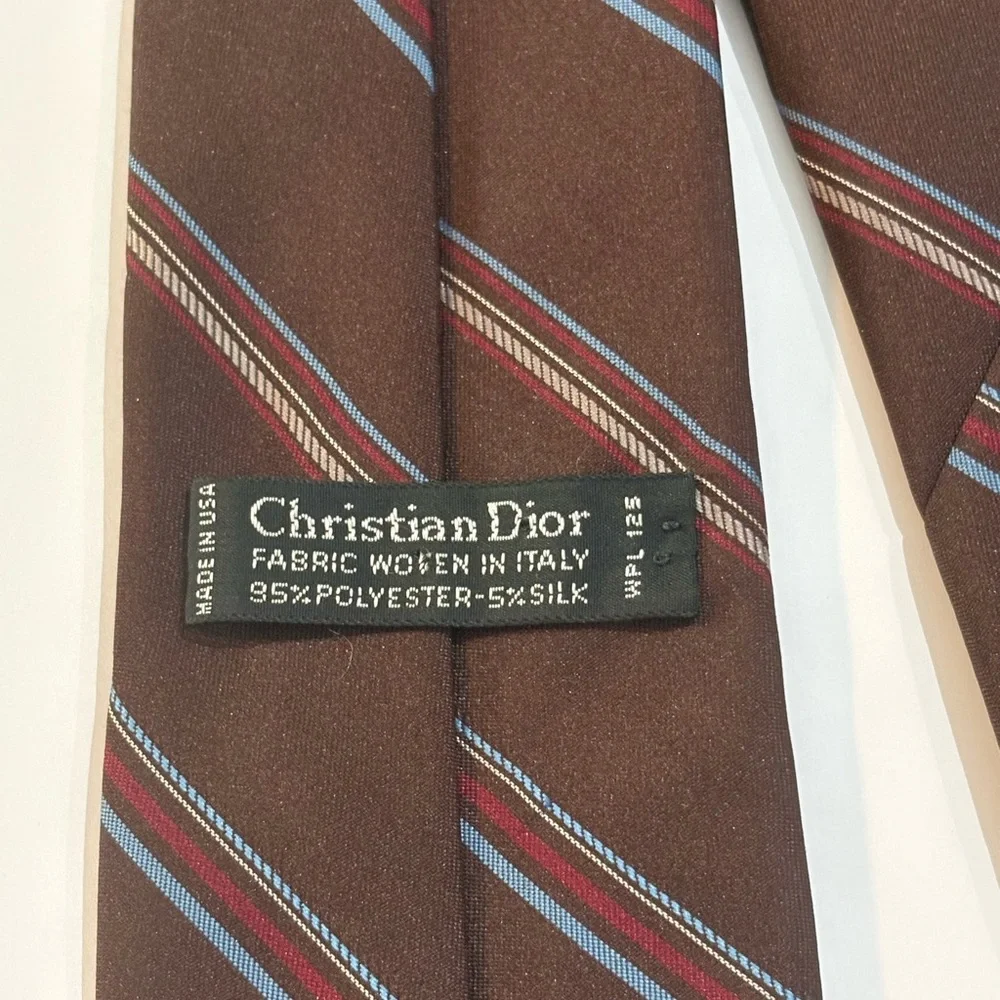 CHRISTIAN DIOR VINTAGE MENS BROWN 95%POLYESTER 5%SILK CLASSIC NECK TIE WIDTH:3" - Picture 5 of 6